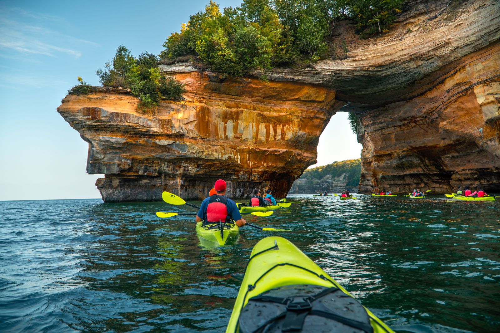 Kayaking under Lovers Leap, Pictured Rocks National Lakeshore