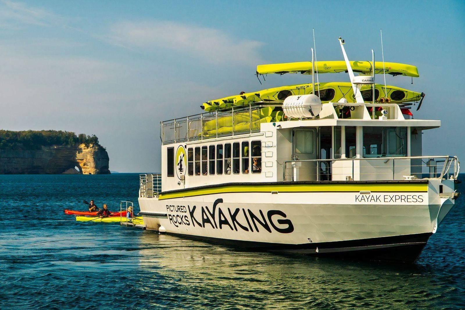 The Kayak Express, which Pictured Rocks Kayaking acquired in 2019, was made specifically for launching kayaks into the water.