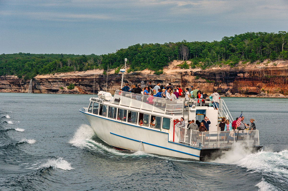 Pictured Rocks Cruises taking passengers along the national lakeshore. PC: Tim Trombley