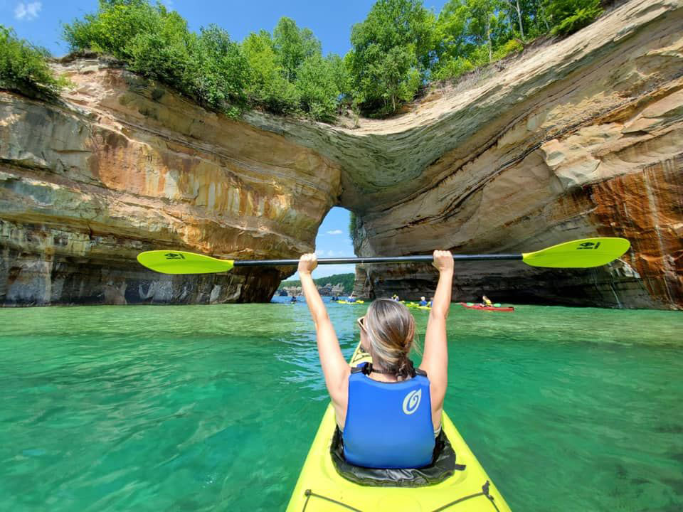 Kayaking Through Lover's Leap in Pictured Rocks